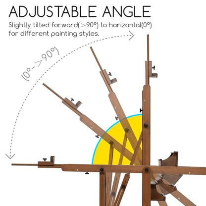 MEEDEN Enlarged Heavy-Duty H-Frame Easel: Artist Solid Beech Wooden Studio Easel - Professional Painting Art Easel Stand with 4 Lockable Wheels & Leveling Bolts - Hold Canvas up to 86" H,Walnut - color: Walnut, size: X-Large