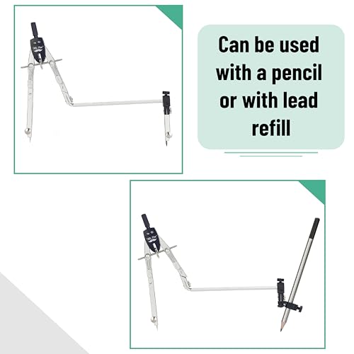 Mr. Pen- Professional Metal Compass Set, 7 pcs | Precision Drafting Compass with Extension Leg, Pencil Holder, Extra Lead & Needles, Geometry Tool for Drawing Circles, Math - style: Compass with Wheel and Lock