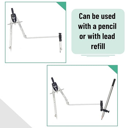 Mr. Pen- Professional Metal Compass Set, 7 pcs | Precision Drafting Compass with Extension Leg, Pencil Holder, Extra Lead & Needles, Geometry Tool for Drawing Circles, Math - style: Compass with Wheel and Lock