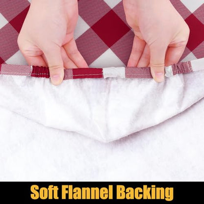 Smiry 4 Foot Picnic Table Cloth, Flannel Backed Fitted Vinyl tablecloths | Waterproof Elastic Rectangle Tablecloth ,Buffalo Plaid Table Covers for Dining, Camping (Burgundy and white, 24" x 48") - color: Burgundy and White, size: 48" x 24" (Rectangular)