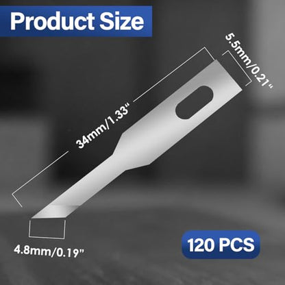120 Pack Hobby Knife Blades, #A16 High Carbon Steel Replacement Blades for Craft & Art, Standard Sharpness Craft Knife Refills for Paper, Fabric & Thin Plastic - style: #A16
