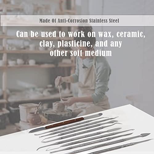 A2Z 10 PCS Wax Carving Tools Dental Waxing Instruments with Case, Stainless Steel Wax Carvers Set - Metal Clay Sculpting Pottery Sculpture Tools - Double Ended DIY Carving Modeling Kits