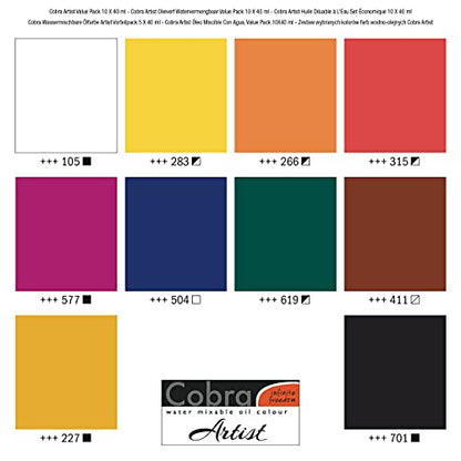 Cobra Artist Oil Colour Artist Value Pack, General, 1.3 fl oz, 10 Count - size: 13.5 fl oz (Pack of 1)