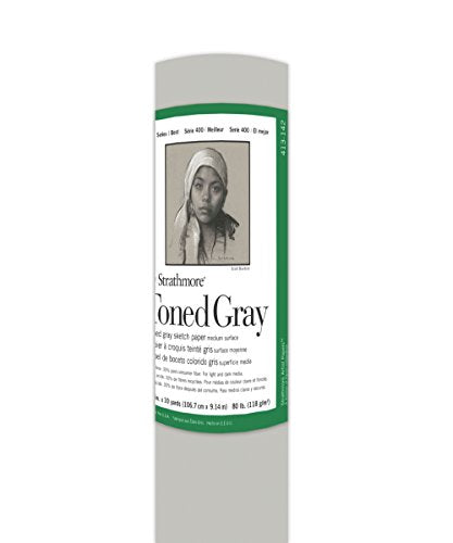 Strathmore 400 Series Toned Sketch Roll, 80 lb. Paper, 42 inch X 10 Yard, Gray (413-142) - size: 42x10 yards