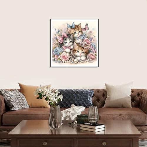 hill froeistung 5D Colorful Cat Diamond Art Painting Kits for Adults | Butterfly,Flower Diamond Art for Beginners, DIY Full Drill Animals Diamond Art Painting(12X12 inch) - color: HF-A054