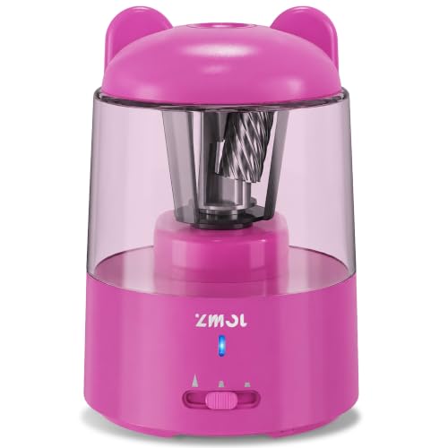 ZMOL Rechargeable Electric Pencil Sharpener for Colored Pencils Pink | Automatic Stop 3 Modes To Choose Quick Charge Classroom/Home use - color: Fuchsia Pink