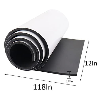 DGSL Foam Insulation Neoprene Sheets with Adhesive, 12''W x 118''L x 1/4''T | Weatherproof Soundproof Padding for Automotive, Multi-Function Soundproof Large Closed Cell Neoprene Rubber Roll - color: Black, size: 12 in x 118 in x 1/4 Inch