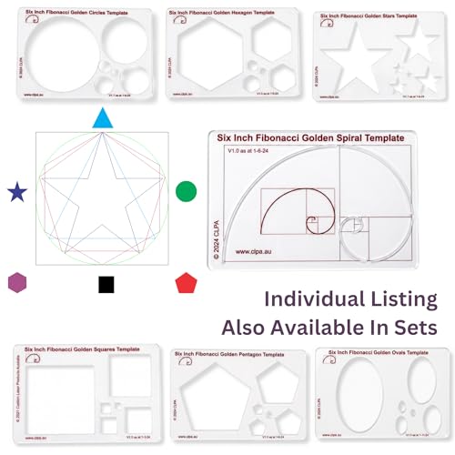 Fibonacci 6" Spiral Drawing Template, Golden Ratio Stencil - style: 6" Spiral