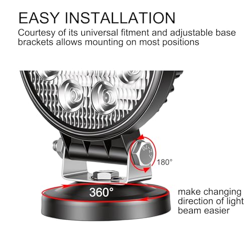 Willpower 4 inch 27W LED Work Light Bar with Magnetic Base, Cigarette Lighter Powered, Portable Off Road Light Flood Driving Fog Lights for Truck 4x4 Car Trailer Tractor Engineering Garage Camping - size: 4'' - 27W - Flood