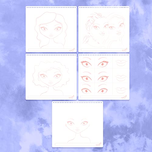 Fashion Angels Make-up & Hair Design Sketch Portfolio | Includes 40 Sketch Sheets, 4 Stencil Sheets & Stickers, Sketchbook for Beginners & Kids Ages 6+ - color: Make-up & Hair