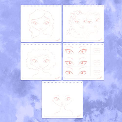 Fashion Angels Make-up & Hair Design Sketch Portfolio | Includes 40 Sketch Sheets, 4 Stencil Sheets & Stickers, Sketchbook for Beginners & Kids Ages 6+ - color: Make-up & Hair