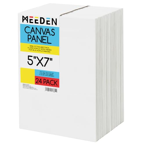 MEEDEN Canvas Boards for Painting White: 5"x7" 100% Cotton Canvas 24 Pack - size: 5"x7"
