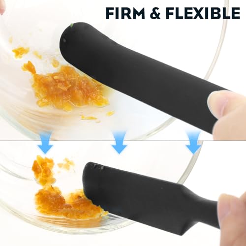 3pcs Silicone Jar Spatulas 10in Long Skinny Heat-Resistant, Narrow Spatula Set for Scraping Peanut Butter, Sourdough, Jam in Small Containers, Blenders & Baking (Black & Red & Orange) - color: Black & Red & Orange