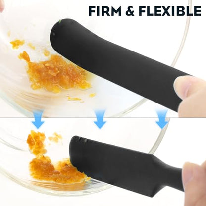 3pcs Silicone Jar Spatulas 10in Long Skinny Heat-Resistant, Narrow Spatula Set for Scraping Peanut Butter, Sourdough, Jam in Small Containers, Blenders & Baking (Black) - color: Black