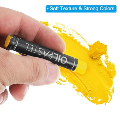 PATIKIL Yellow Oil Pastels, 12Pcs Soft Oil Crayons Creamy Pastels Stick Art Supplies for Art Painting Drawing Blending Graffiti for Artists Beginners - color: Yellow