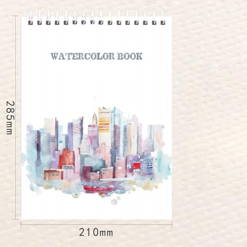 RGBMIX 8x11'' Watercolor Pad Book, 140lb/300gsm, 24 Sheets, Spiral-Bound Design, Fray-Free Pages Cold Press Paper Water Color Paper White - color: 20 Sheets watercolor paper