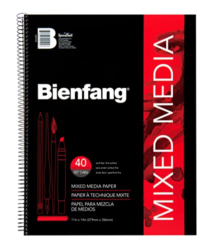 Bienfang Mixed Media Pad, 11x14 Inches, 40-Sheets Artist Paper, Spiral-Bound Sketchbook, 90lb,146gsm - size: 11" x 14"