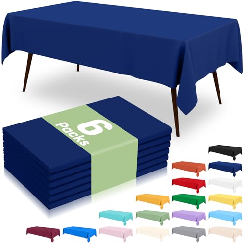 misaya 6 Packs Plastic Table Cloth Navy Disposable Tablecloth - color: Navy, size: 54" X 108"