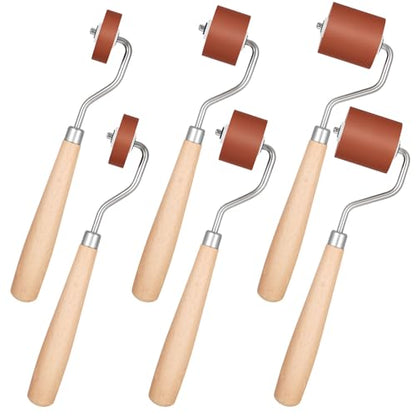 SHENLIU 6Pcs Rubber Brayer Rollers, Craft Stamping Ink Roller with Comfort Grip for Stamping Printing Printmaking Embossing Versatile Sizes 1.18", 0.78", 0.39"