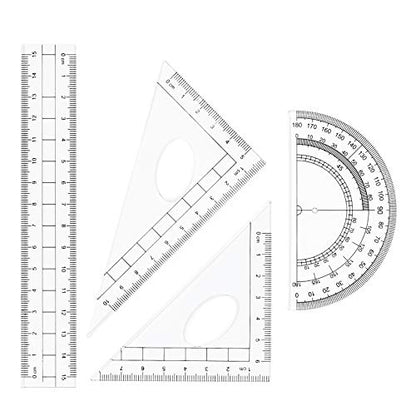 Vobou 10 pcs Math Geometry Set Student Supplies,Compass Kit Set (Blue） | Shatterproof Storage Box,Rulers,Protractor,Compass,Eraser,Pencil Sharpener,Lead Refills,Pencil,for School and Drawing - color: Blue-01