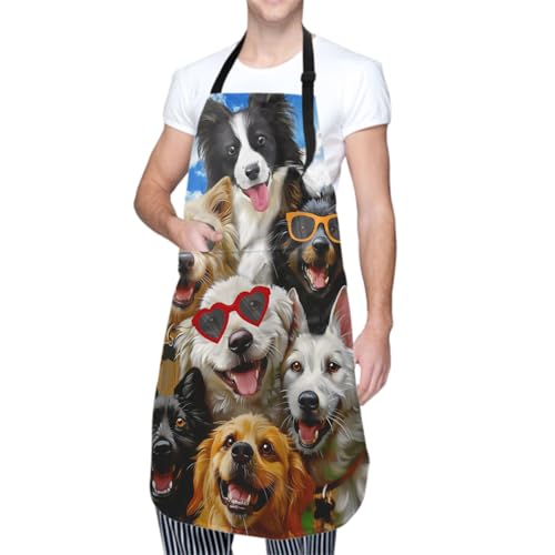 Imiss Waterproof Stain-Resistant Cooking Chef Aprons for Grill BBQ Baking 27 X 31 Inch - color: Funny Dog