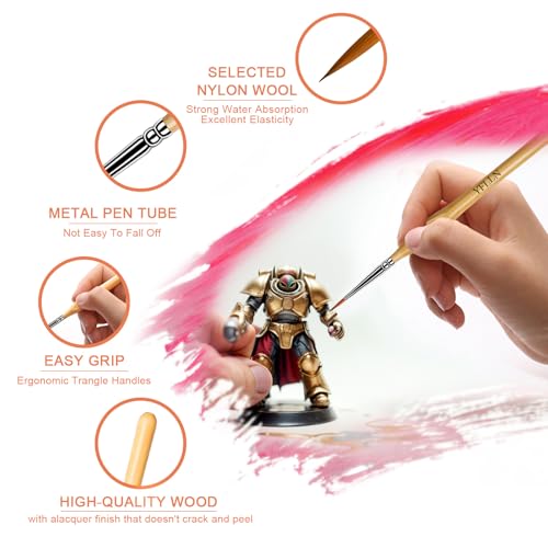 6Pcs Miniature Paint Brushes Set with Triangular Handles - for Acrylics, Oils, Watercolors & Paint by Number, Figurine - size: 6PCS