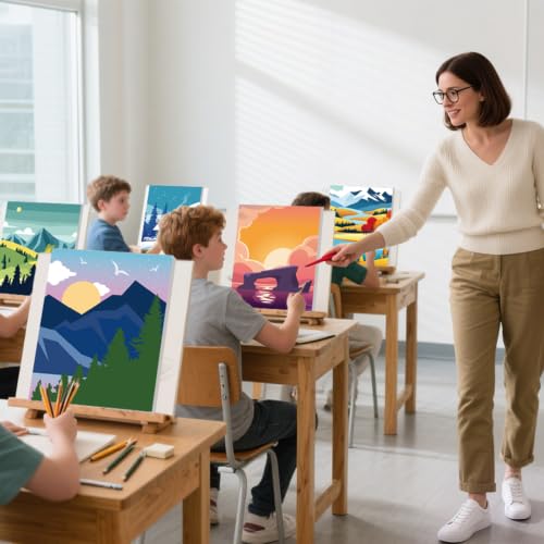 Harloon 36 Pcs 8 x 10 Inch Pre Drawn Canvas for Painting Pre Stretched Canvas Painting for Adults Illustration Landscape Outline for Sip and Paint Party Supplies Favor - style: Mountain