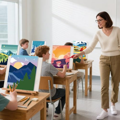 Harloon 36 Pcs 8 x 10 Inch Pre Drawn Canvas for Painting Pre Stretched Canvas Painting for Adults Illustration Landscape Outline for Sip and Paint Party Supplies Favor - style: Mountain
