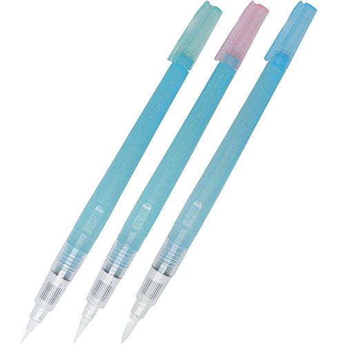 Kuretake Zig PHYS Waterbrush pen Long 3 pcs Set, for Watercolor Paintbrush, Urban outdoor travel sketch, Professional, Artists, Crafters, Made in Japan - style: 3 variety set