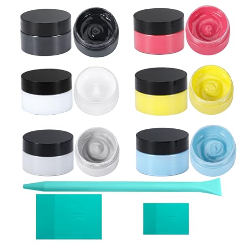 6-Color Chalk Paste Paint Kit with 3 Squeegees – Waterproof Stencil Paste for Silk Screen, Fabric, Wood, Canvas, Glass & Furniture, Non-Toxic DIY Craft Set for Home Decor & Art Supplies - color: 6colors