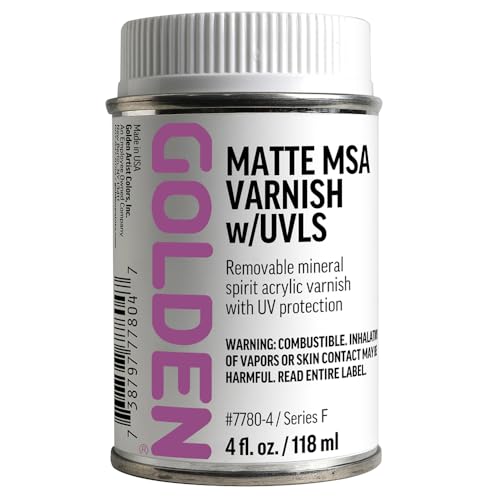 Matte MSA Varnish w/UVLS by GOLDEN, 4 fl. oz. Can, Professional Acrylic Varnish