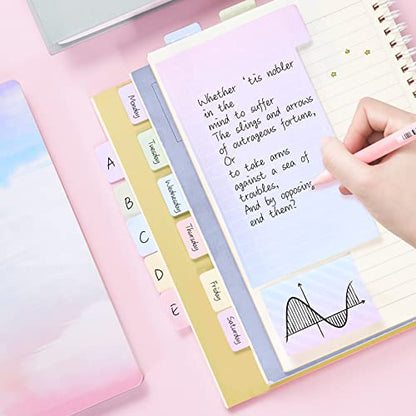 Hommie Sticky Notes Set Tabs 410 Pack Color Pads Divider Sticky Notes with Bookmark Index for School Supplies, 60 Ruled, 40 Per Dotted, 60 Per Rectangular, 6x25 Index Tabs - color: Colorful-pastel Pink