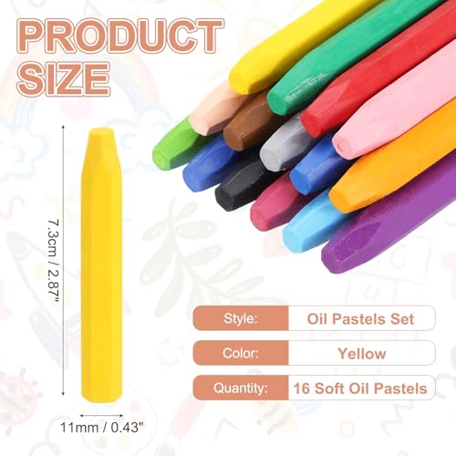 MECCANIXITY 16PCS Oil Pastels Set, Soft Oil Colored Drawing Pastels Chalk Vibrant Color for Artists Art Supplies for Beginners Teachers, Yellow - color: Yellow