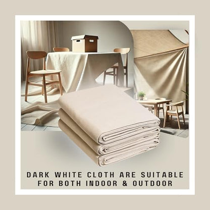 Dark White Premium Cotton 8 oz Canvas Drop Cloth | Leak Resistant, Washable | Ideal for Painting, Crafting, and Furniture Covers - Durable Multi-Purpose Use (6'x9' - Pack of 2) - size: 6'x9' - Pack of 2