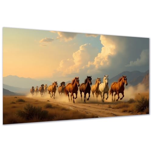 DDGEMART 5D Diamond Painting Kit for Adults, Full Drill Majestic Running Horses Wild Stallion Animal Art for Beginners, Large Horizontal 28x16 inch - color: Majestic Running Horses