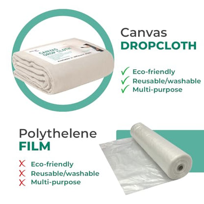 Canvas Drop Cloth for Painting 9x12 feet Pack of 4-8oz Painters Drop Cloths for Painting - All Purpose Canvas Tarps for Floor & Furniture Protection - Recycled Cotton Fabric - size: 9x12 Ft - 2 pc (Pack of 2)