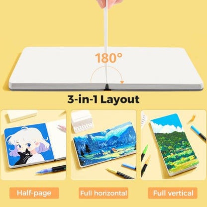ENMY Acrylic Marker Sketch Pad, 3×3 inch Bleed-Proof Marker Paper,140lb/300gsm Heavyweight Sketchbook, 30 Sheets Drawing Pad Glue-Bound with Hard Backing for Artists, Students (8×8 cm) - size: S（3×3 inch）