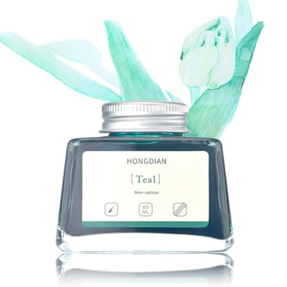 Hongdian Fountain Pen Bottled Ink Teal Color, 60ml Non Carbon Inkwell Bottle, Artist Calligraphy Ink - color: Teal