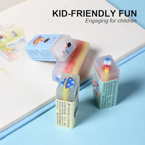 18Pcs Cute Outer Space Themed Erasers for Kids Bulk, Kawaii Fun Pencil Jelly Erasers for School Classroom Supplies Prize Gifts Party Favors - style: SPACE