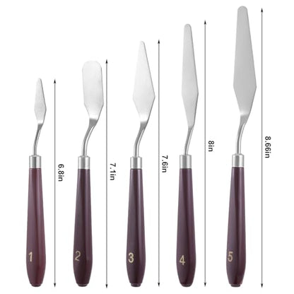 5 Pcs Cake Cream Spatula, Stainless Steel Cake Apatula Palette Knife Offset Spatula Baking Pastry Tool for Cakes Fondant Chocolate