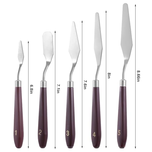 5 Pcs Cake Cream Spatula, Stainless Steel Cake Apatula Palette Knife Offset Spatula Baking Pastry Tool for Cakes Fondant Chocolate