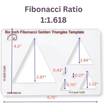 Fibonacci 6" Triangle Drawing Template, Golden Ratio Stencil | Australian Designed and Made; Geometric Stencil for Art; Drafting and Quilting; PETG - style: 6" Triangle