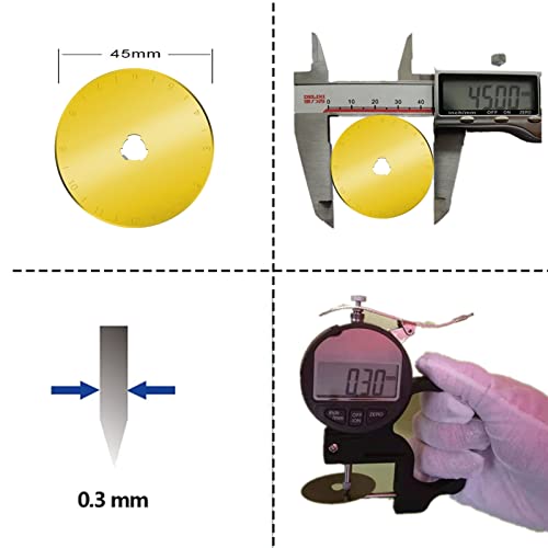 45mm Rotary Cutter Blades 10-Pack Replacement Blades Fits Fiskars, OLFA for Quilting Scrapbooking Sewing Arts & Crafts Sharp and Durable Cutter Blade - color: Titanium Plating (45mm 10pcs)