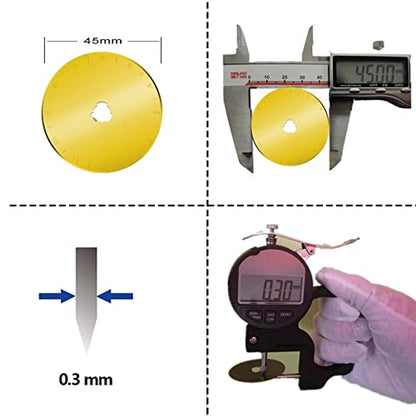 45mm Rotary Cutter Blades 5-Pack Titanium Replacement Blades Fits Fiskars, OLFA,Martelli,Dremel,Truecut,DAFA for Quilting Scrapbooking Sewing Arts & Crafts Sharp and Durable Cutter Blade - color: Titanium Plating (45mm 5pcs)