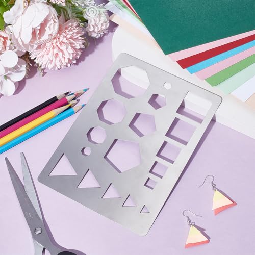 UNICRAFTALE Mix Shape Metal Stencil Cutouts Cutting Stencils Triangle Round Polygon Template Stainless Steel Reusable Stencils Decorative Embossing Drawing for Bracelets Earrings Making Jewelry Craft - style: 4 Styles