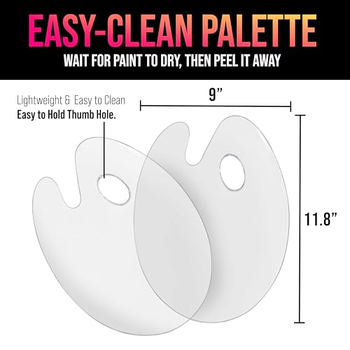 U.S. Art Supply 9" x 11.8" Clear Oval Acrylic Painting Palette (2-Pack) | Artists Transparent Plastic Mixing Paint Palette Tray - Non-Stick Surface for Acrylic and Oil Paint - size: 9-inch x 11.8-inch