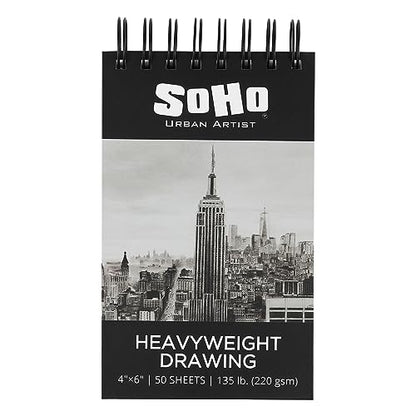 SoHo Urban Artist Hardcover Drawing Pad 4x6-135 lb. (220gsm), 50 Sheets, Drawing Paper Pads for Artists, Travel, Illustrations, & More - size: 4"x6"