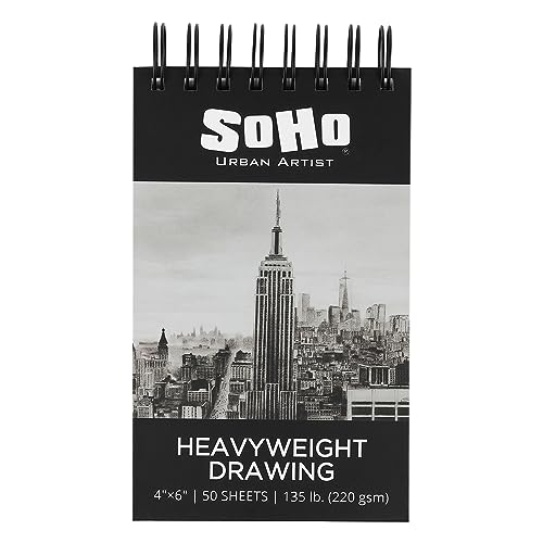 SoHo Urban Artist Hardcover Drawing Pad 4x6-135 lb. (220gsm), 50 Sheets, Drawing Paper Pads for Artists, Travel, Illustrations, & More - size: 4"x6"