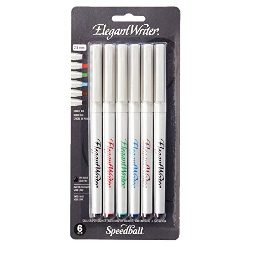 Speedball 2882 Elegant Writer 6 Medium Calligraphy Markers Set, Assorted Colors - color: Assorted Colors, style: Medium Tip