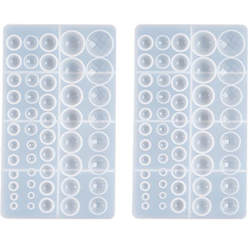 2 Pcs Cabochon Gem Silicone Mold,Large | Clear Round Silicone Mold for Making Earrings, Jewelry Making, Crafting Projects - color: round-large